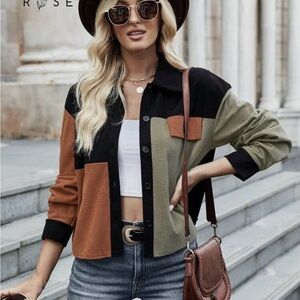 Colorblock Button-Up Jacket